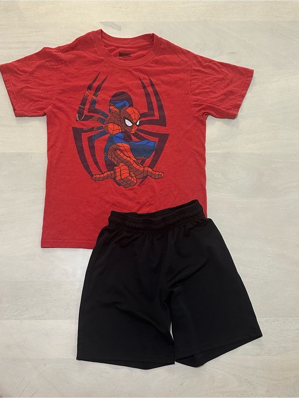 Marvel Red Spider-Man Tee and Black Shorts Matching Set